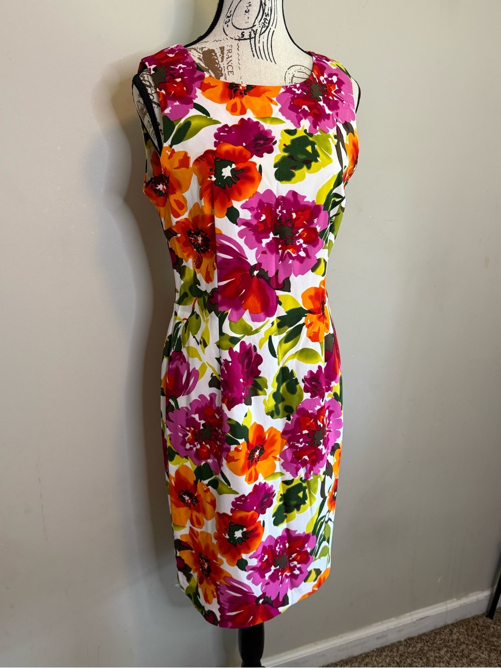 Ronni Nicole Vibrant Floral Midi Dress - Fuchsia, Orange & Green - Size 8 - Picture 4 of 6